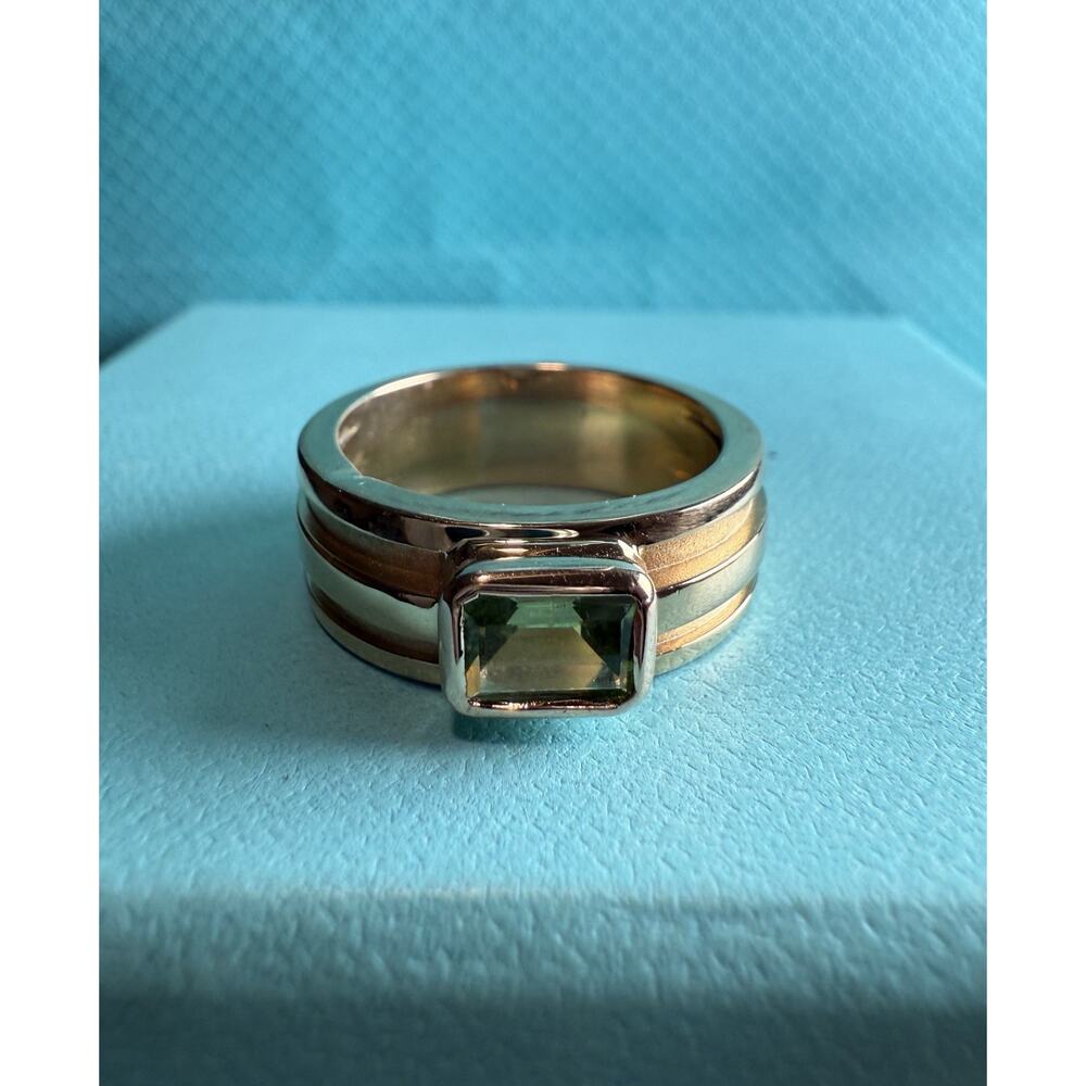 Tiffany & Co. 18k Gold 8mm Sparkle Green Gemstone Peridot Band Wide Ring 12.3g - Picture 11 of 16
